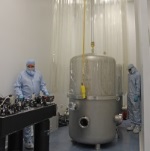 The Speed-Meter corner of the cleanroom after the stainless steel sledge has been removed.